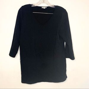 Pure J. Jill Top Pima Cotton Black V- Neck Short Sleeve Women’s Medium Petite MP